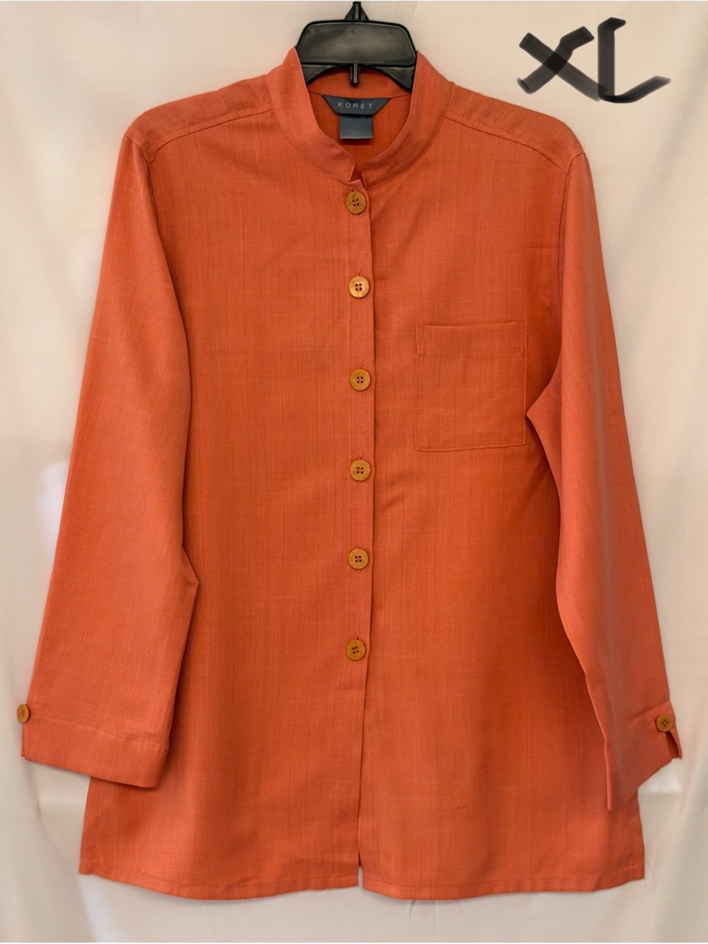 Koret Coral Mandarin-Collar Button Front Jacket